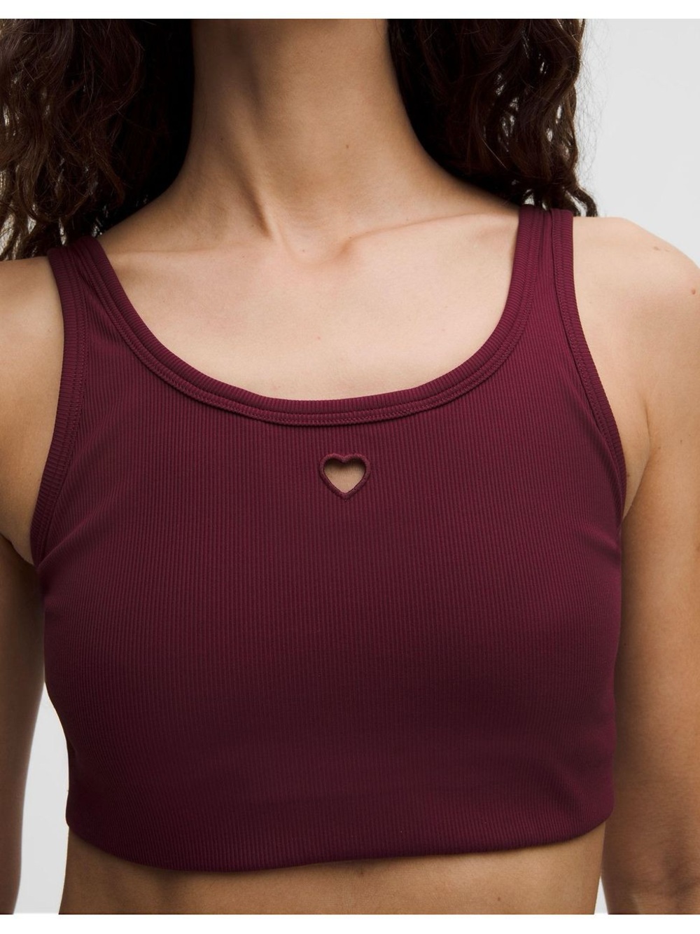 NWT! Nulu Ribbed Cropped Tank Top Heart – Color Burgundy